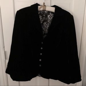 Lane Bryant Sz 28 Fully Lined Black Velvet Blazer